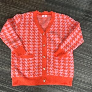 Twiggy Orange and White Houndstooth Cardigan
